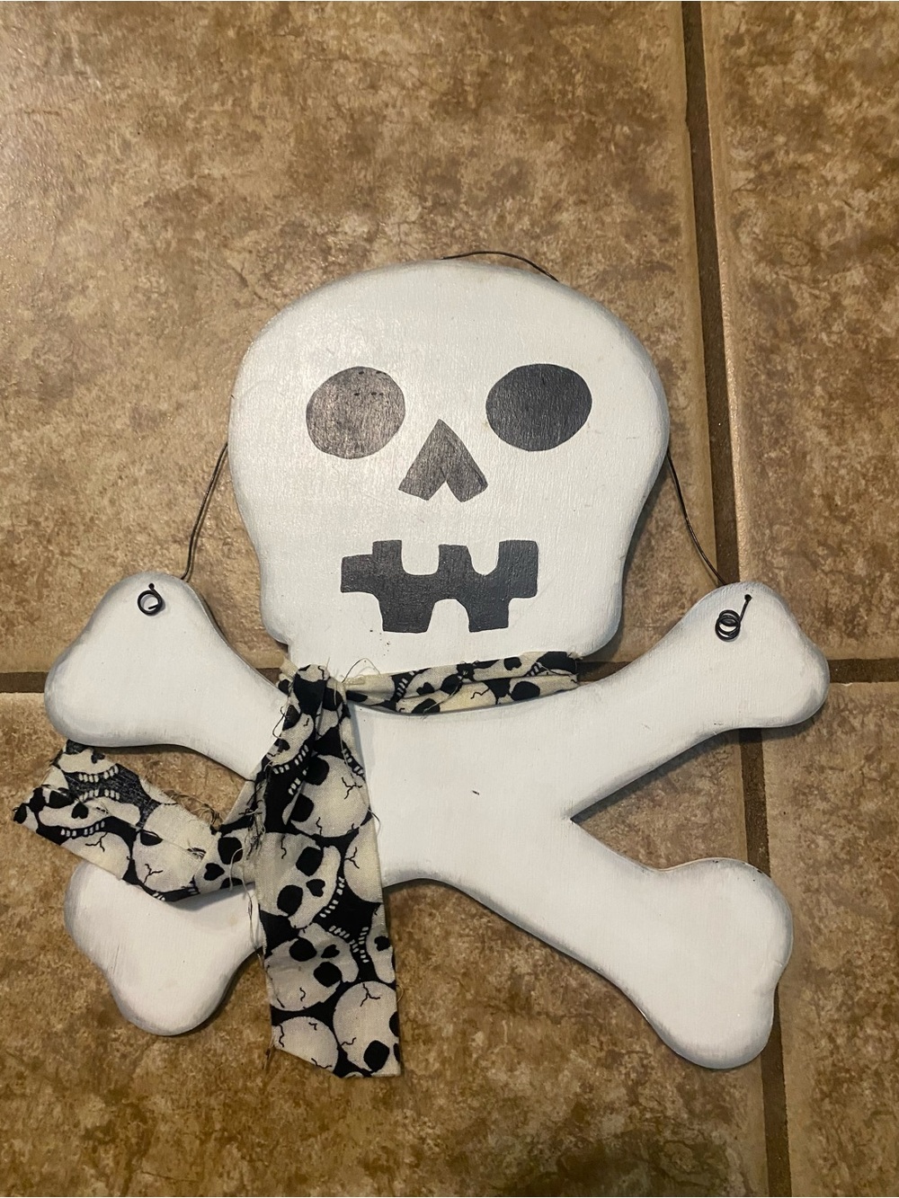 White Skull & Crossbones Wall Hanging with Skull Scarf